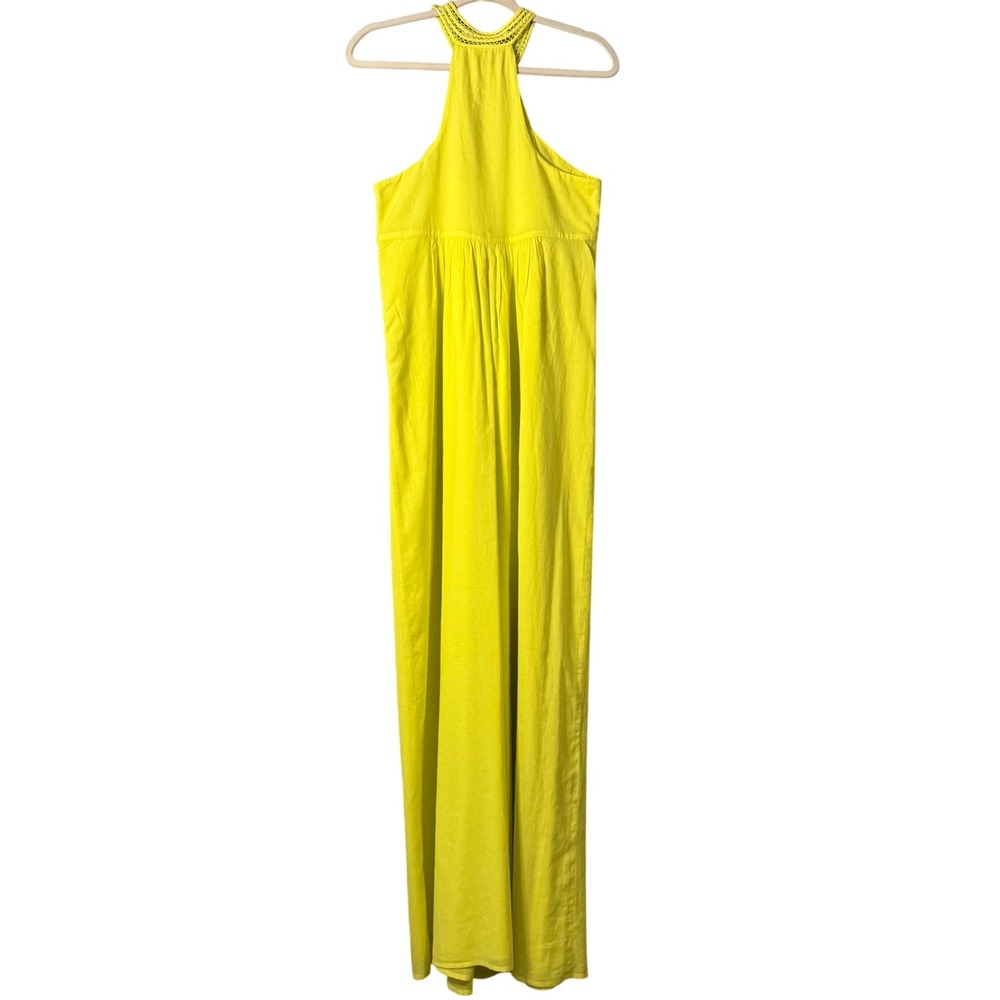 Susana Monaco Yellow Halter Crochet Maxi Dress‎ Size 6 Cotton - Picture 4 of 7